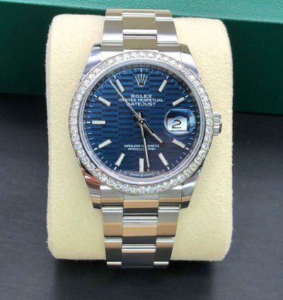 Rolex Datejust 36 126284rbr Blue Fluted Wave Motif Dial Oyster 2021 New Model