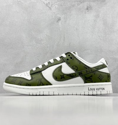 300 Nike Sb Dunk Low X Louis Vuitton White Green Full Print Dq1098-362 - As