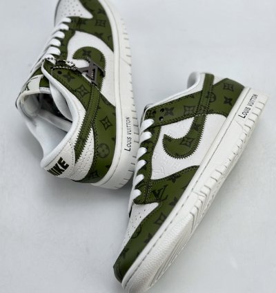 300 Nike Sb Dunk Low X Louis Vuitton White Green Full Print Dq1098-362 - Asw