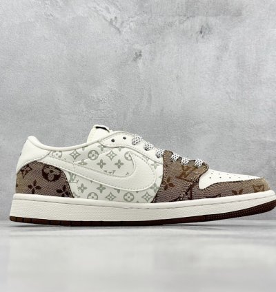 280 Lv X Air Jordan 1 Low Light Brown Print Sj2068-102 -123