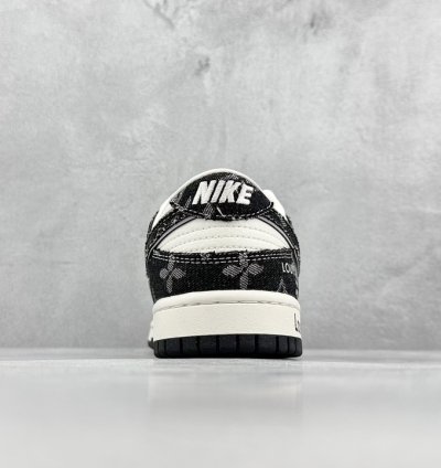 280 Nk Dunk Low Retro Diy High-end As Lv Beige And Black Denim Print