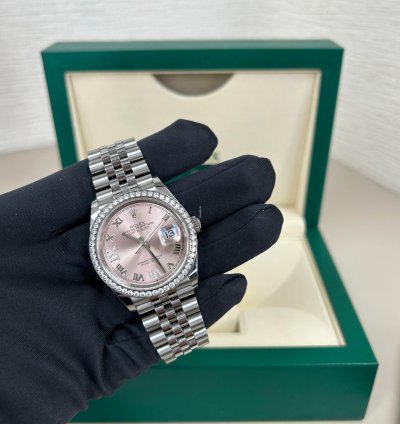 Rolex Datejust 36 2023 Pink Roman Diamond Dial Diamond Bezel Stainless Steel Jubilee