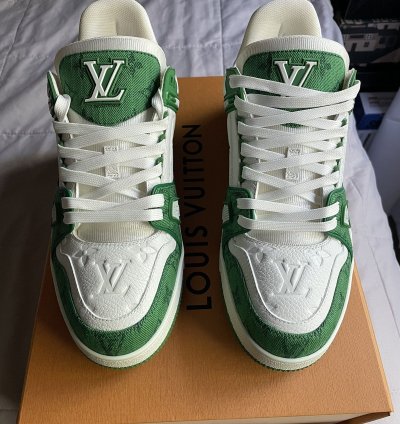 Louis Vuitton Green Denim Monogram Trainer Sneaker