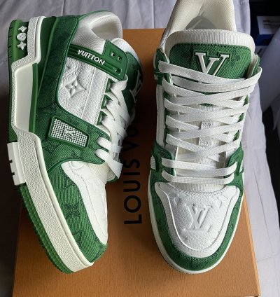 Louis Vuitton Green Denim Monogram Trainer Sneaker