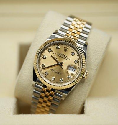 Rolex Datejust 36 2024 Datejust 36 Bi-metal Champagne Diamond Dial Jubilee Bracelet Unworn Box Papers 126233
