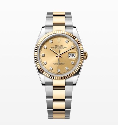 Rolex Datejust 36 2024 Datejust 36 Bi-metal Champagne Diamond Dial Oyster Bracelet Unworn Box Papers 126233