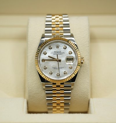 Rolex Datejust 36 2024 Datejust 36 Bi-metal Mop Diamond Dial Jubilee Bracelet Unworn Box Papers 126233