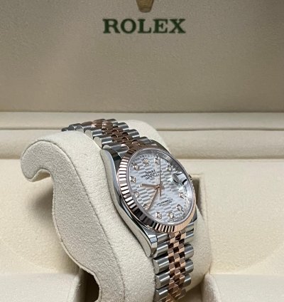 Rolex Datejust 36 2024 Datejust 36 Steel Rose Gold Silver Motif Diamond Dial Jubilee 126231 Box And Papers