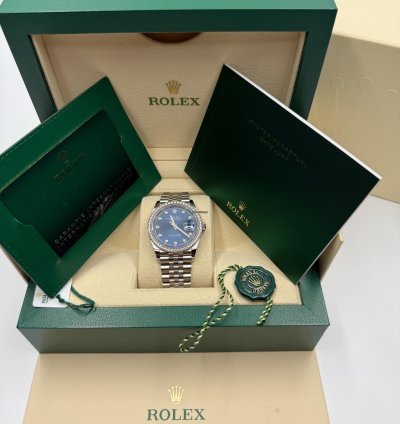 Rolex Datejust 36 36mm 126284rbr Blue Diamond Dial With Diamond Bezel 2024