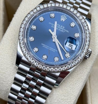Rolex Datejust 36 36mm 126284rbr Blue Diamond Dial With Diamond Bezel 2024