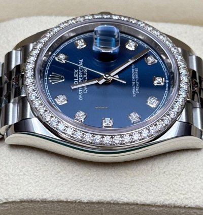 Rolex Datejust 36 36mm 126284rbr Blue Diamond Dial With Diamond Bezel 2024