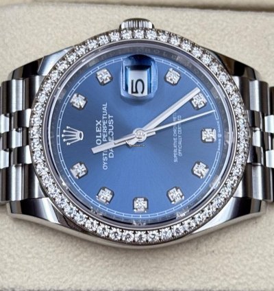 Rolex Datejust 36 36mm 126284rbr Blue Diamond Dial With Diamond Bezel 2024