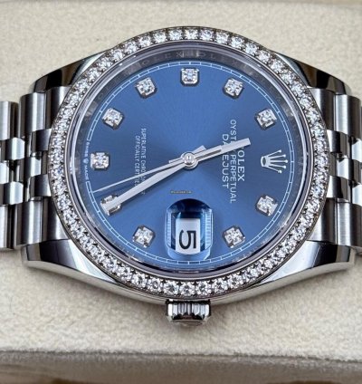 Rolex Datejust 36 36mm 126284rbr Blue Diamond Dial With Diamond Bezel 2024