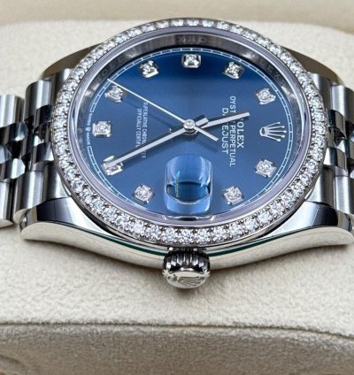 Rolex Datejust 36 36mm 126284rbr Blue Diamond Dial With Diamond Bezel 2024