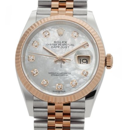 Rolex Datejust 36 36mm Steel 18k Everose Gold Mop Diamond Dial Jubilee