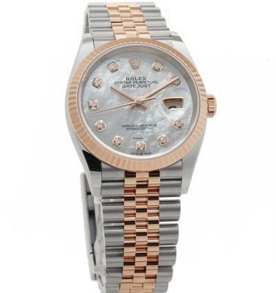 Rolex Datejust 36 36mm Steel 18k Everose Gold Mop Diamond Dial Jubilee
