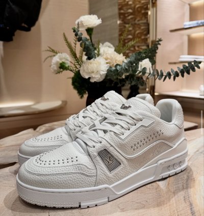 Lv Trainer White Calf Leather