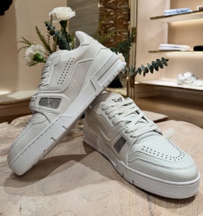 Lv Trainer White Calf Leather
