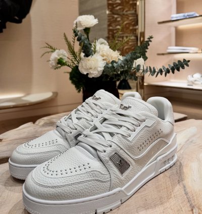 Lv Trainer White Calf Leather