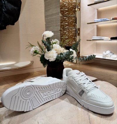 Lv Trainer White Calf Leather