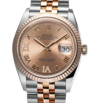 Rolex Datejust 36 36mm Steel Everose Pink Ros Roman Diamond Vi Ix Dial Jubilee Bracelet