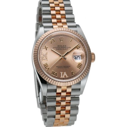 Rolex Datejust 36 36mm Steel Everose Pink Ros Roman Diamond Vi Ix Dial Jubilee Bracelet
