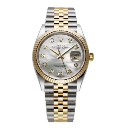 Rolex Datejust 36 36mm Steel Yellow Gold Mop Mother Of Pearl Diamond Dial Jubilee Bracelet