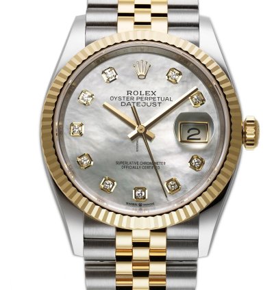 Rolex Datejust 36 36mm Steel Yellow Gold Mop Mother Of Pearl Diamond Dial Jubilee Bracelet