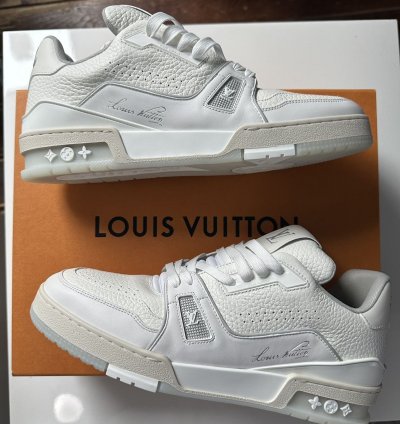 Lv Trainer White Calf Leather