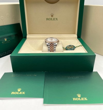 Rolex Datejust 36 36mm White Roman Dial Diamond Bezel Two Tone Jubilee Bracelet 126281rbr Unworn