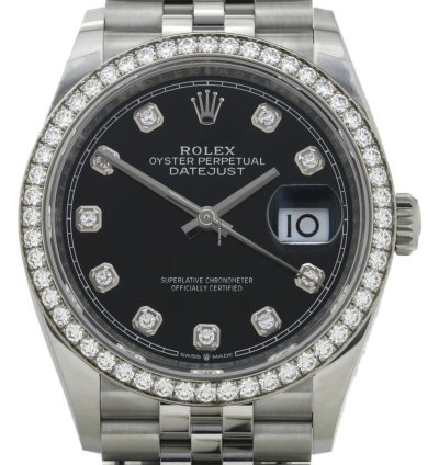 Rolex Datejust 36 Black Dial Diamond Ref 126284rbr