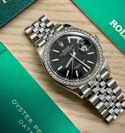 Rolex Datejust 36 Black Dial Diamonds - Ref 126284rbr - New 2023