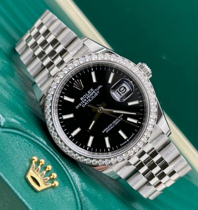 Rolex Datejust 36 Black Dial Diamonds - Ref 126284rbr - New 2023