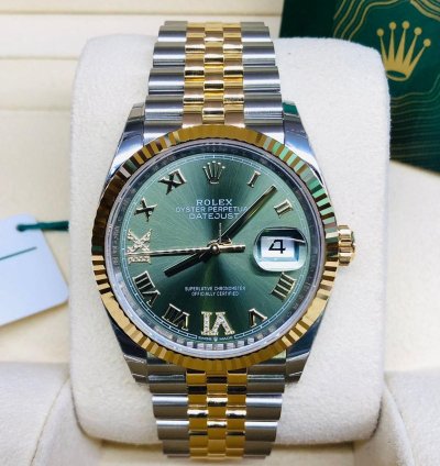 Rolex Datejust 36 Green Roman Number Vi Ix Diamond Dial 36mm