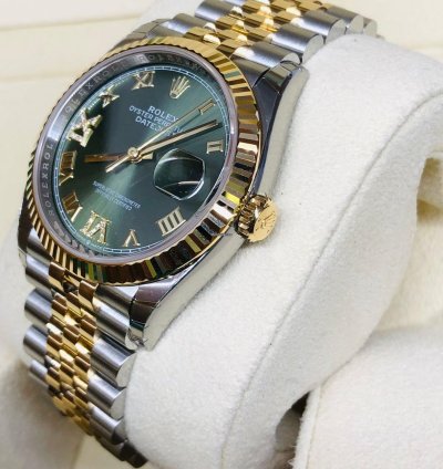 Rolex Datejust 36 Green Roman Number Vi Ix Diamond Dial 36mm