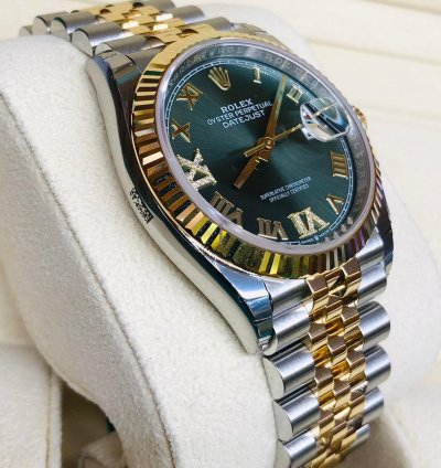Rolex Datejust 36 Green Roman Number Vi Ix Diamond Dial 36mm