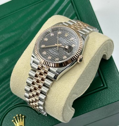 Rolex Datejust 36 Grey Motif Wave Fluted Jubilee Diamonds