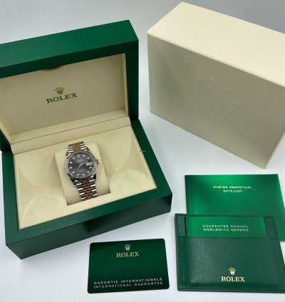 Rolex Datejust 36 Grey Motif Wave Fluted Jubilee Diamonds