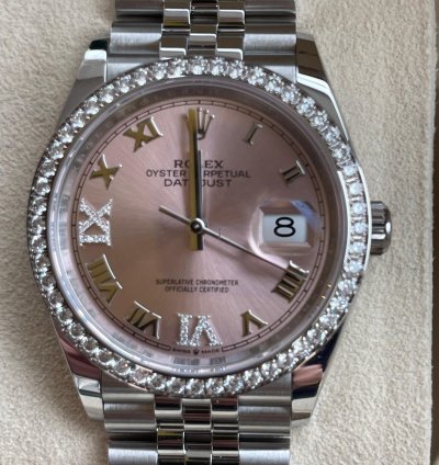 Rolex Datejust 36 Neu New 2022 Rolex Datejust 36 Full Set Neu Diamond Pink