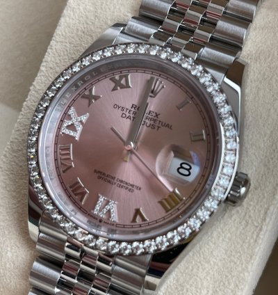 Rolex Datejust 36 Neu New 2022 Rolex Datejust 36 Full Set Neu Diamond Pink