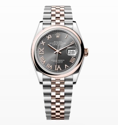 Rolex Datejust 36 New 2024 Rhodium Pave 6 9 Diamond Dial Two Tone Rose Gold Jubilee Smooth Bezel