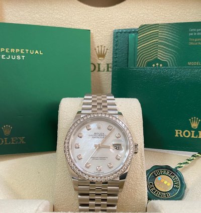 Rolex Datejust 36 New 2024 Unworn Datejust 36 Steel Jubilee Mother Of Pearl Dial Diamond-set Bezel 126284rbr