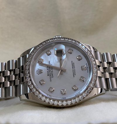 Rolex Datejust 36 New 2024 Unworn Datejust 36 Steel Jubilee Mother Of Pearl Dial Diamond-set Bezel 126284rbr