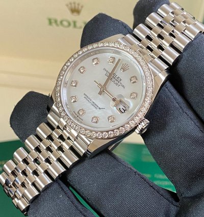 Rolex Datejust 36 New 2024 Unworn Datejust 36 Steel Jubilee Mother Of Pearl Dial Diamond-set Bezel 126284rbr