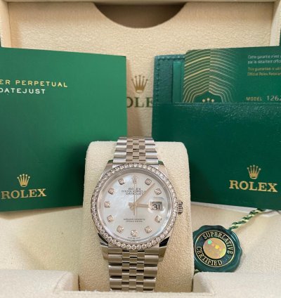 Rolex Datejust 36 New 2024 Unworn Datejust 36 Steel Jubilee Mother Of Pearl Dial Diamond-set Bezel 126284rbr