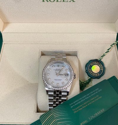 Rolex Datejust 36 New 2024 Unworn Datejust 36 Steel Jubilee Mother Of Pearl Dial Diamond-set Bezel 126284rbr