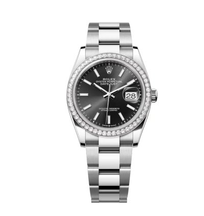 Rolex Datejust 36 New 2025 Black Index Dial Stainless Steel Diamond Bezel Oyster Bracelet