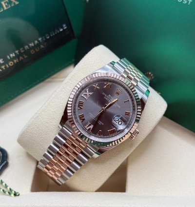 Rolex Datejust 36 New 2025 Rhodium Diamond 6 9 Pave Dial Two Tone Rose Gold Fluted Bezel Jubilee