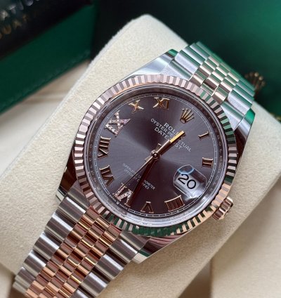 Rolex Datejust 36 New 2025 Rhodium Diamond 6 9 Pave Dial Two Tone Rose Gold Fluted Bezel Jubilee