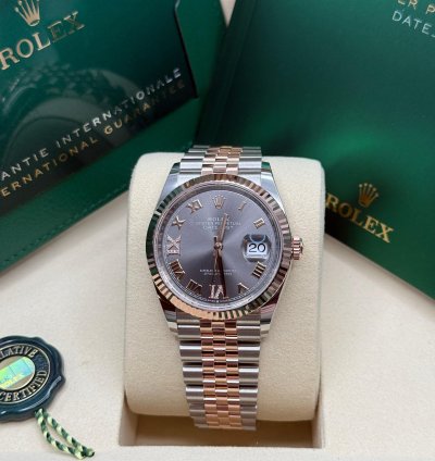 Rolex Datejust 36 New 2025 Rhodium Diamond 6 9 Pave Dial Two Tone Rose Gold Fluted Bezel Jubilee